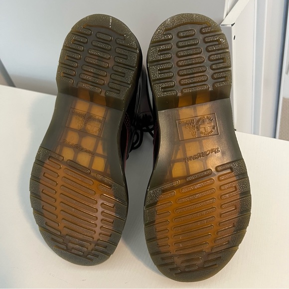 Dr Martens Vegan 1460 Chrome Boots In Oxblood — Chrome Paint Metallic - Picture 6 of 8